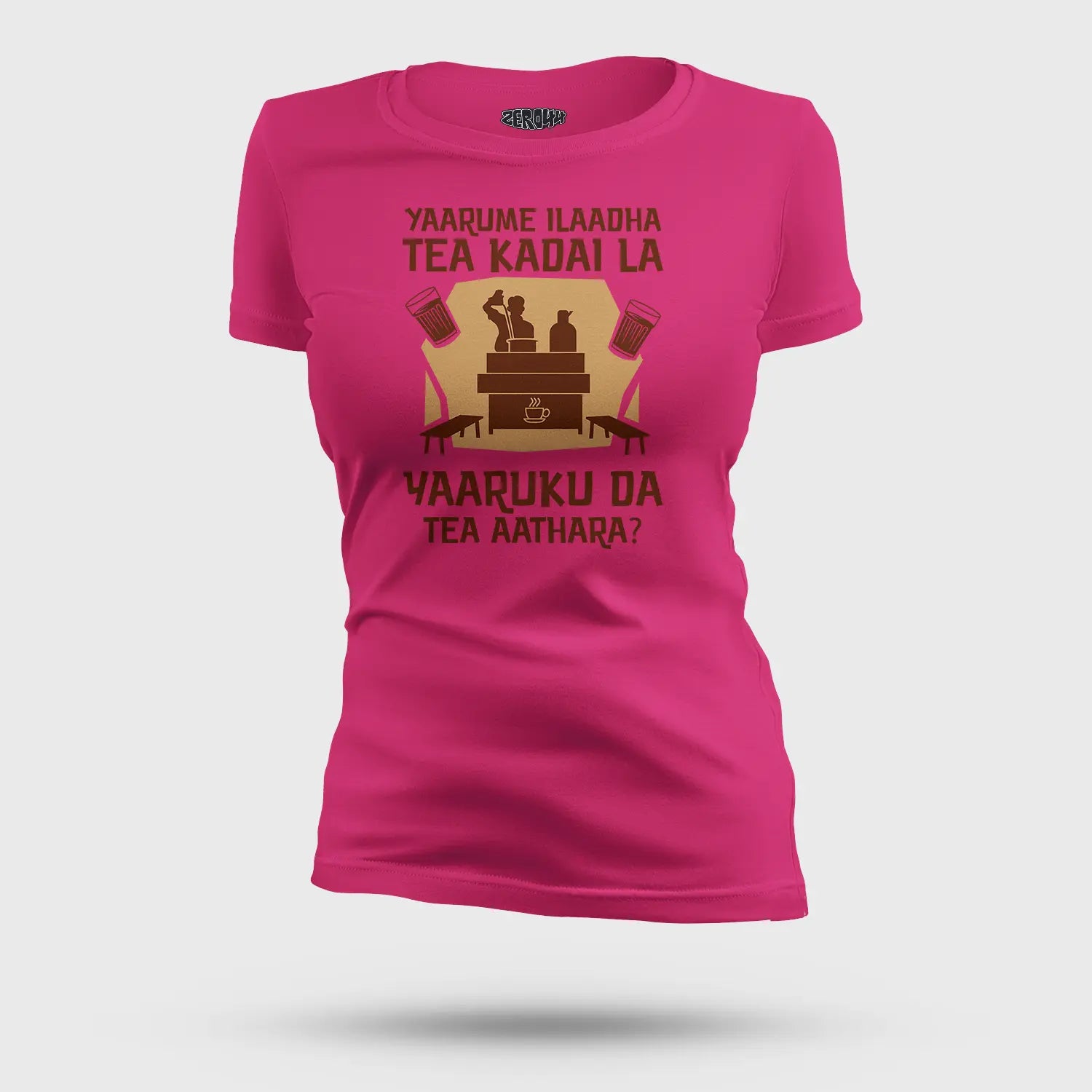 Yaarume Ilaadha Tea Kadai La Yaaruku Da Tea Aathara? Women's T-Shirt in Pink Color