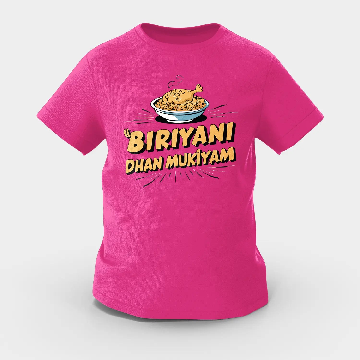 Biriyani Dhan Mukiyam Girls Round Neck T-Shirt in Pink Color