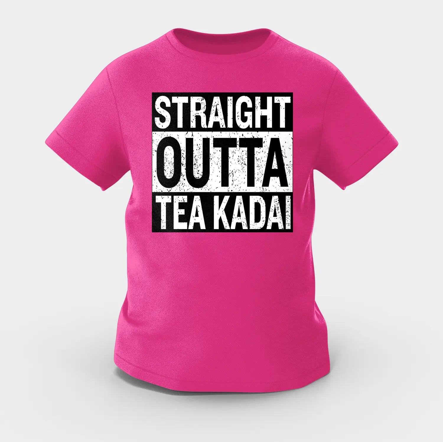 Straight Outta Tea Kadai Girls Round Neck T-Shirt in Pink Color