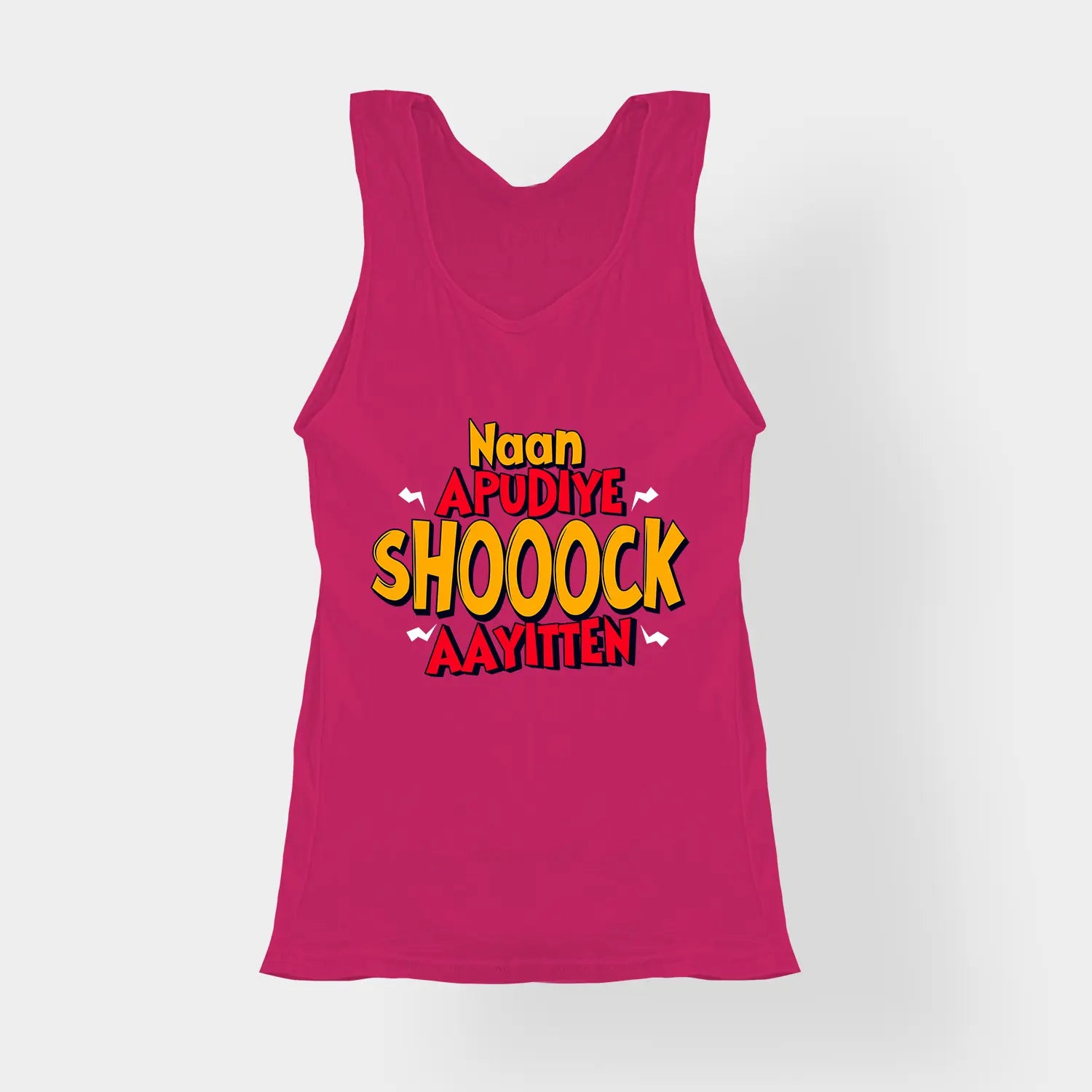 Naan Apudiye Shoooock Aayitten Women's Tank Top in Pink Color
