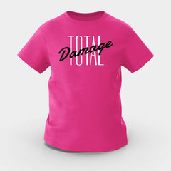 Total Damage Girls Round Neck T-Shirt in Pink Color