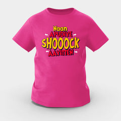 Naan Apudiye Shoooock Aayitten Girls Round Neck T-Shirt in Pink Color