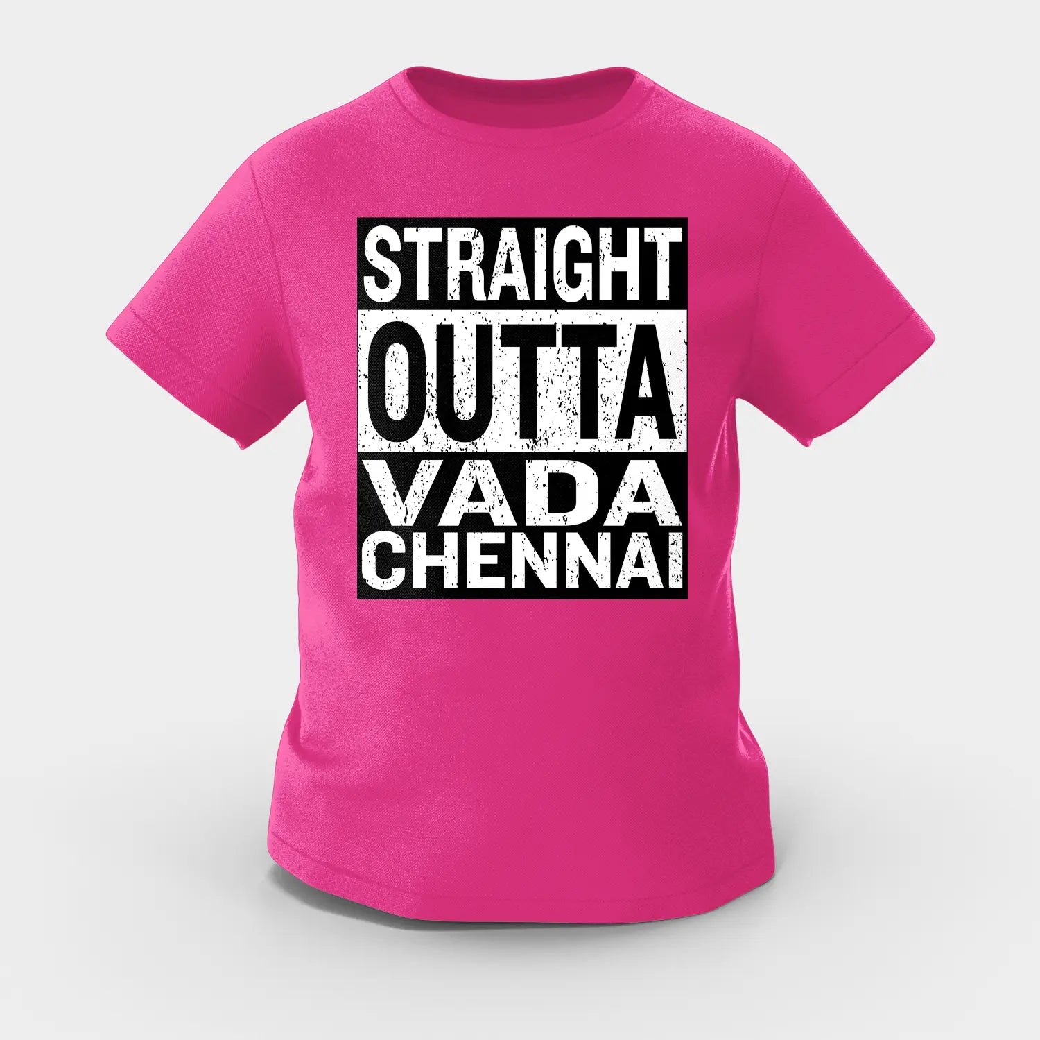 Straight Outta Vada Chennai Girls Round Neck T-Shirt in Pink Color