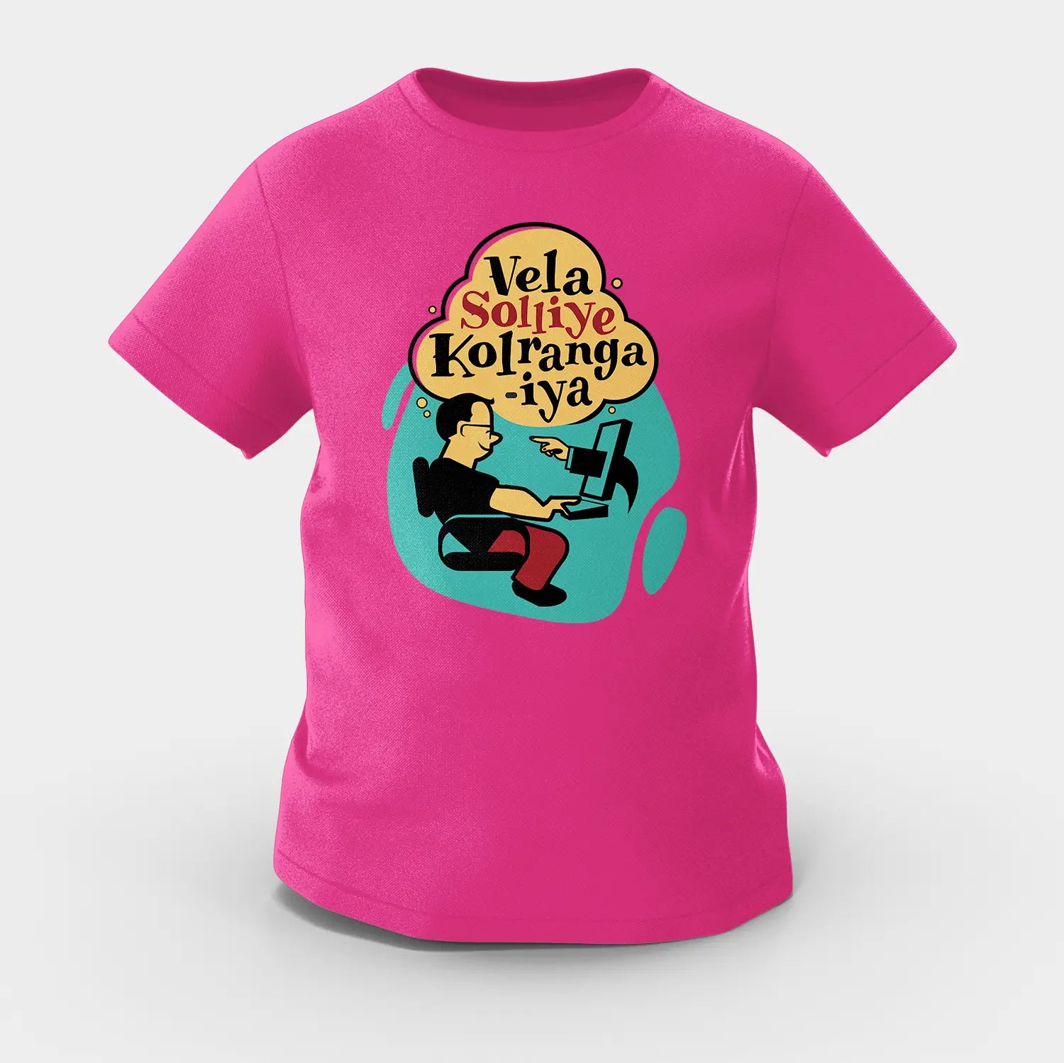 Vela Soliye Kolrangaiya Girls Round Neck T-Shirt in Pink Color