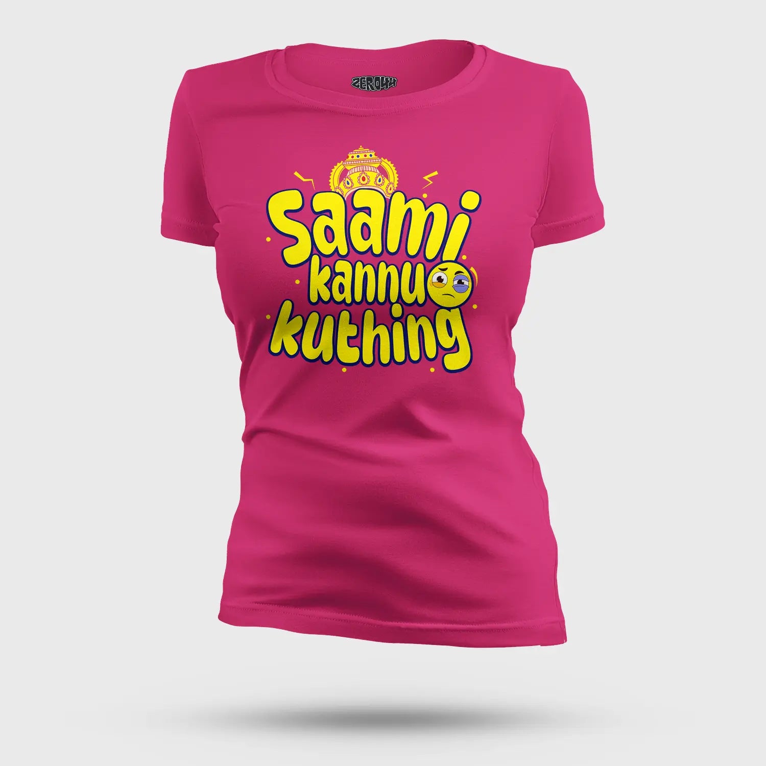 Saami Kannu Kuthing Women's T-Shirt in Pink Color