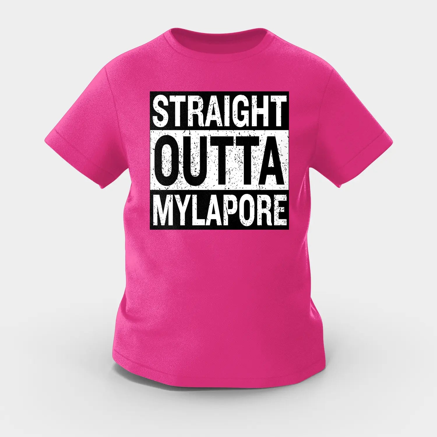 Straight Outta Mylapore Girls Round Neck T-Shirt in Pink Color