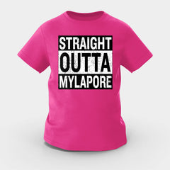 Straight Outta Mylapore Girls Round Neck T-Shirt in Pink Color