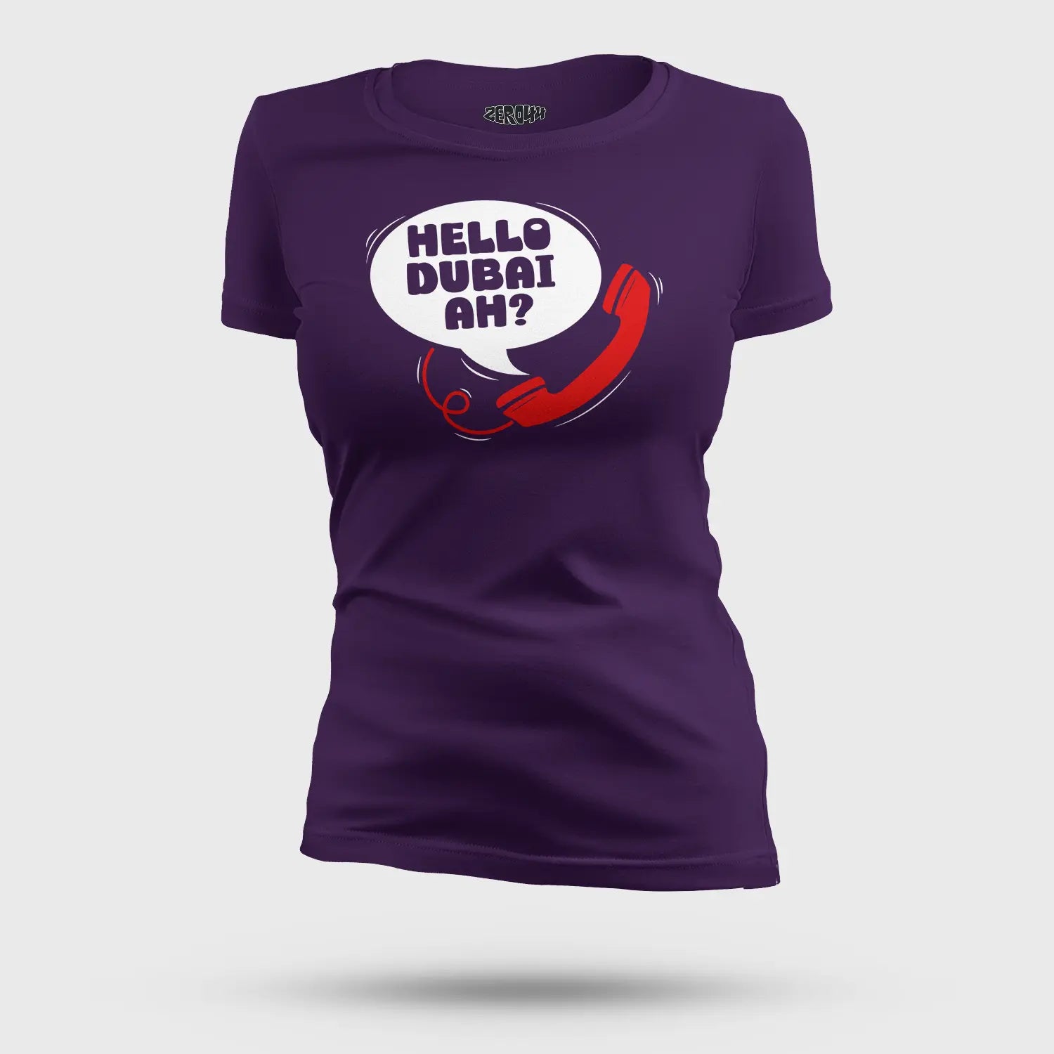 Hello Dubai Ah? Women's T-Shirt in Purple Color
