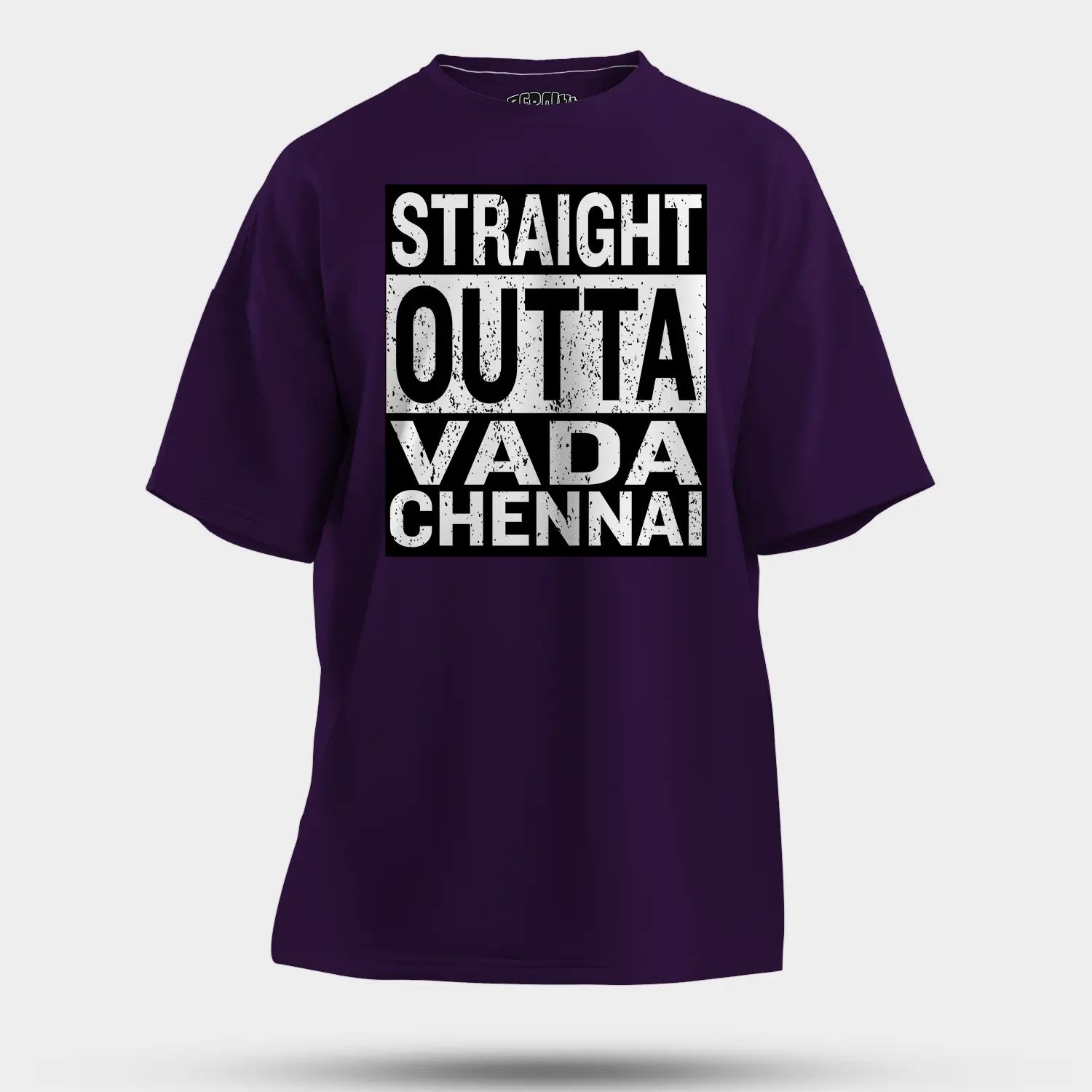 Straight Outta Vada Chennai Men/Unisex Oversized T-Shirt in Purple Color