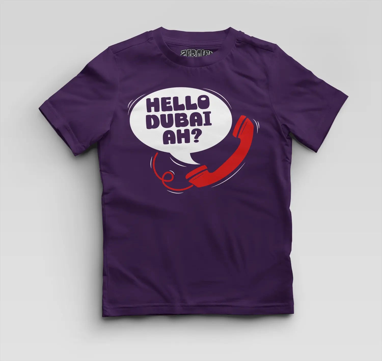 Hello Dubai Ah? Boys Round Neck T-Shirt in Purple Color