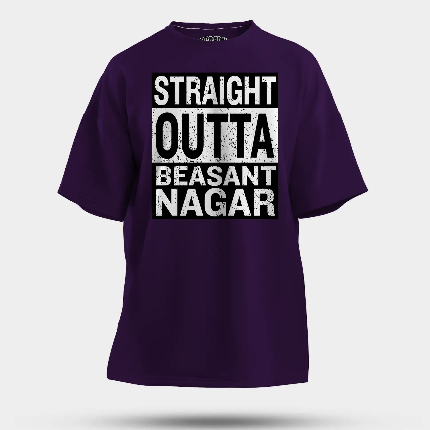 Straight Outta Beasant Nagar Men/Unisex Oversized T-Shirt in Purple Color