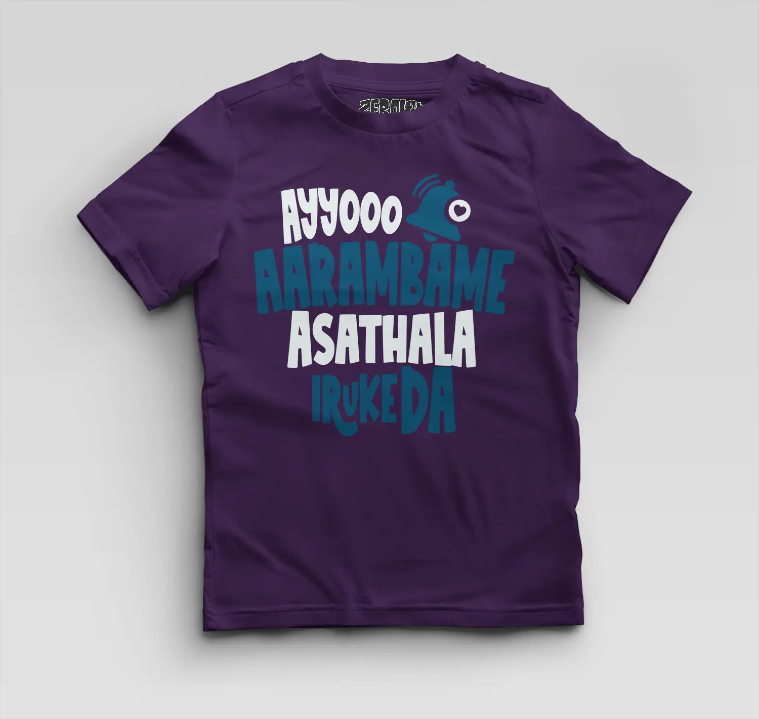 Ayyooo Aarambame Asathala Iruke Da Boys Round Neck T-Shirt in Purple Color