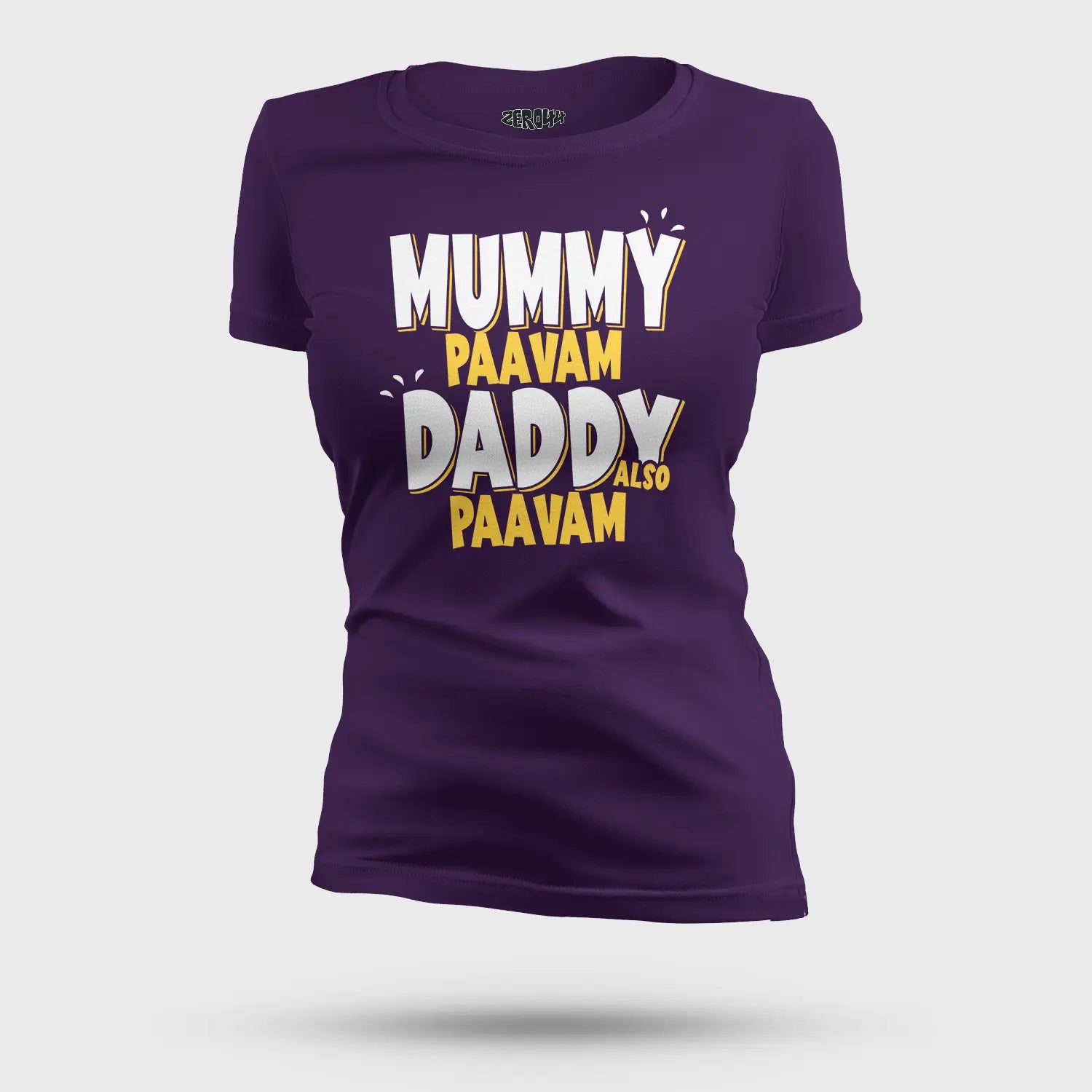 Mummy Paavam, Daddy Also Paavam Women's T-Shirt in Purple Color