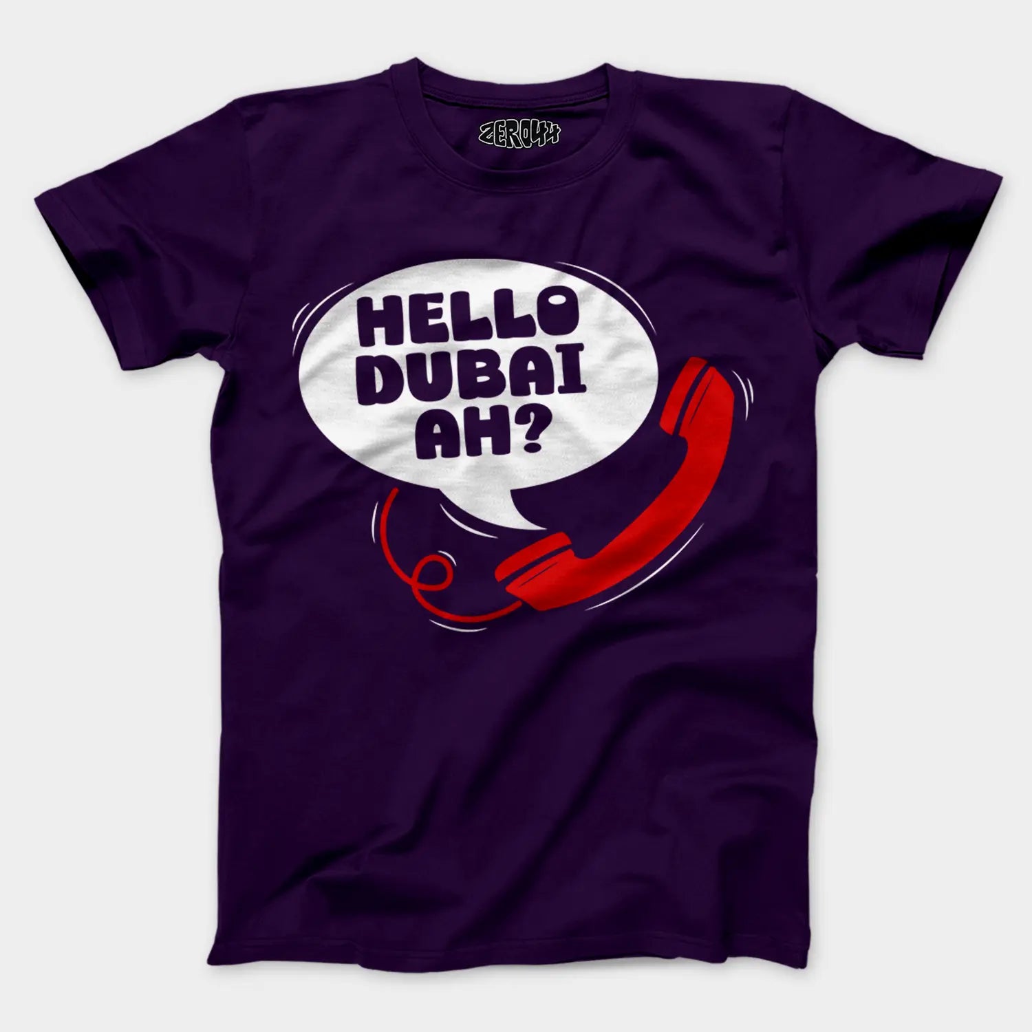 Hello Dubai Ah? Men/Unisex T-Shirt in Purple Color