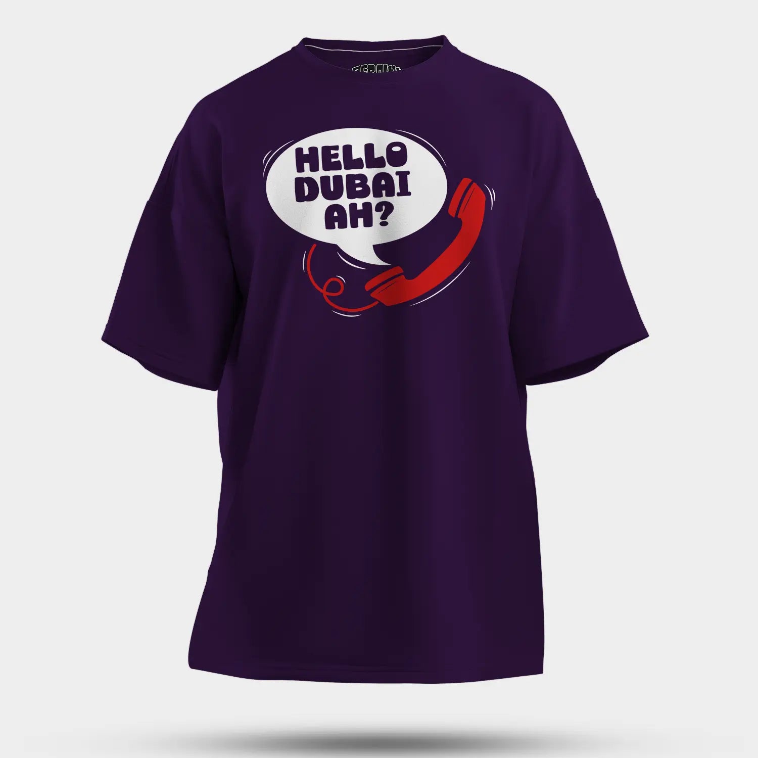 Hello Dubai Ah? Men/Unisex Oversized T-Shirt in Purple Color
