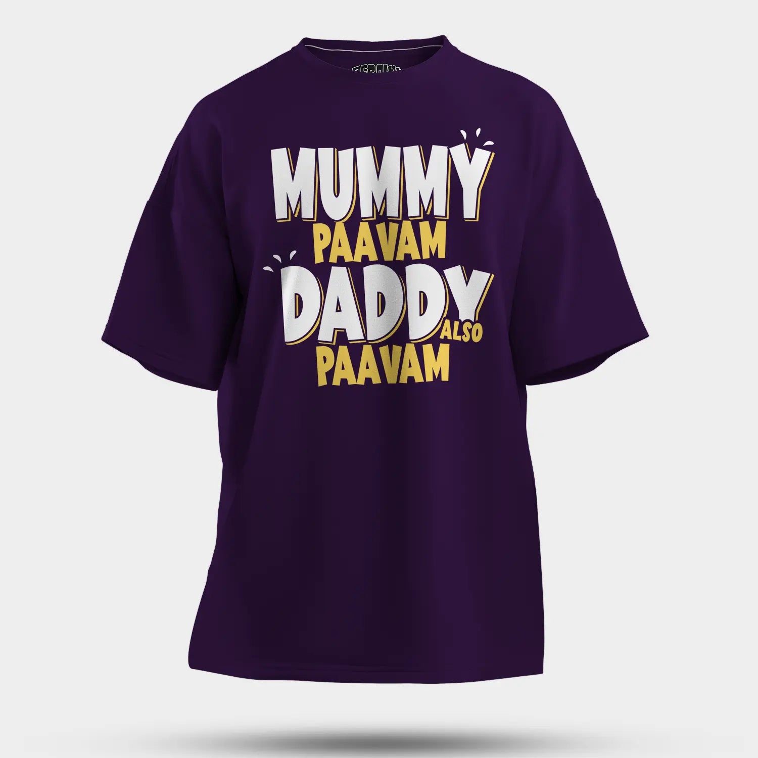 Mummy Paavam, Daddy Also Paavam Men/Unisex Oversized T-Shirt in Purple Color