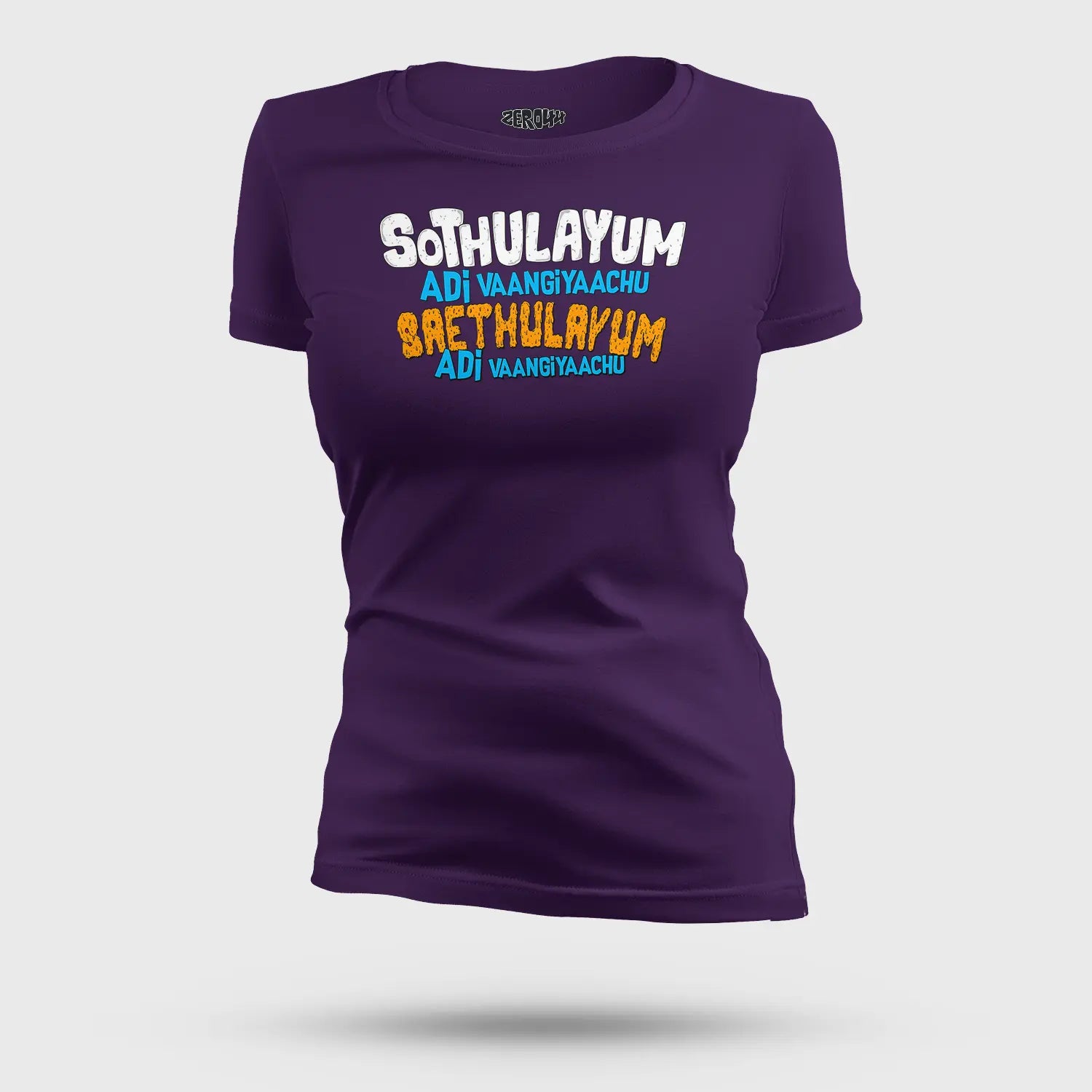 Sothulayum Adi Vaangiyaachu Saethulayum Adi Vaangiyaachu Women's T-Shirt in Purple Color