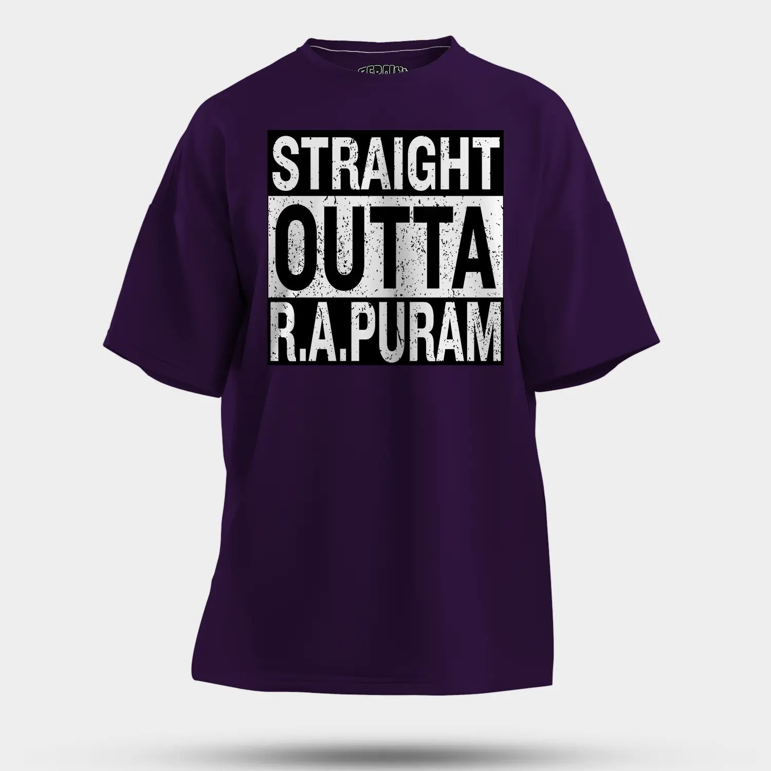 Straight Outta R.a Puram Men/Unisex Oversized T-Shirt in Purple Color