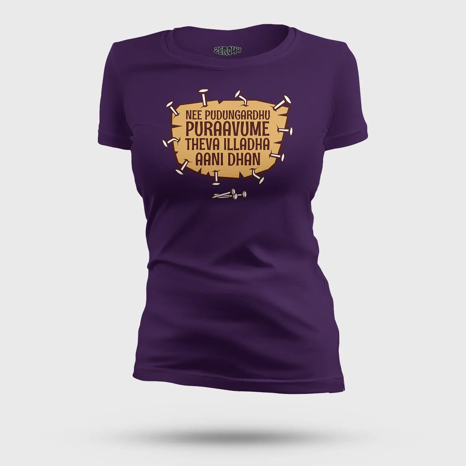 Nee Pudungurathu Puraavume Theva Illadha Aani Dhan Women's T-Shirt in Purple Color