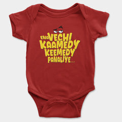 Ena Vechi Kaamedy Keemady Panaliye Onesie/Romper in Red Color