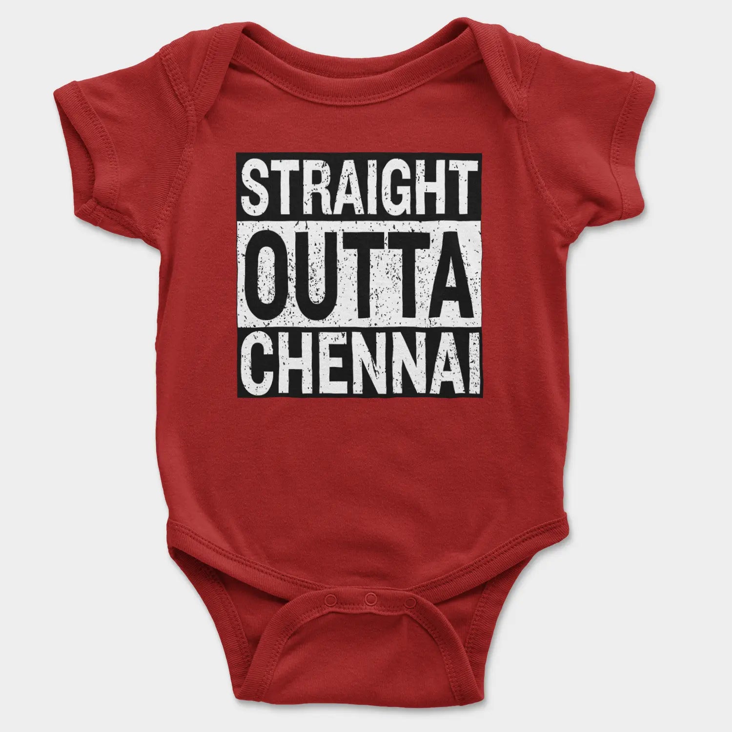 Straight Outta Chennai Onesie/Romper in Red Color