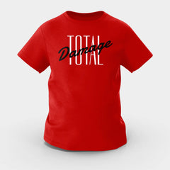Total Damage Girls Round Neck T-Shirt in Red Color