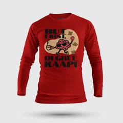 But First Degree Kaapi Men/Unisex Long Sleeve T-Shirt in Red Color