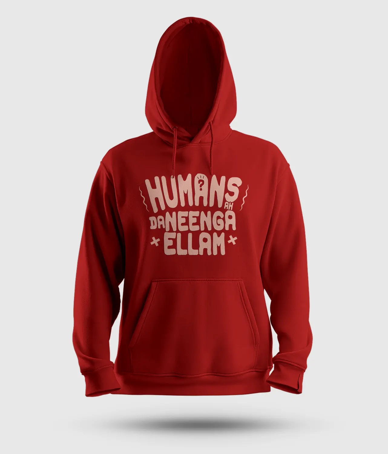 Humans Ah Da Neenga Ellam? Men/Unisex Hoodie in Red Color