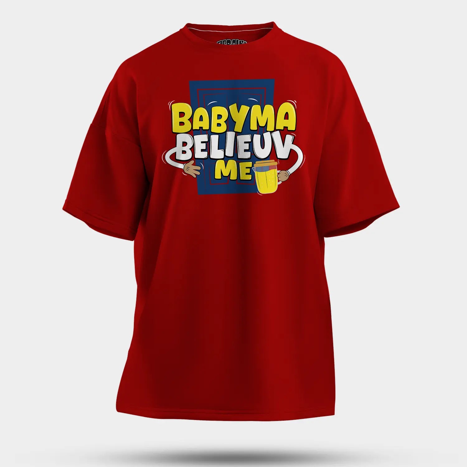 Babyma Belieuv Me Men/Unisex Oversized T-Shirt in Red Color