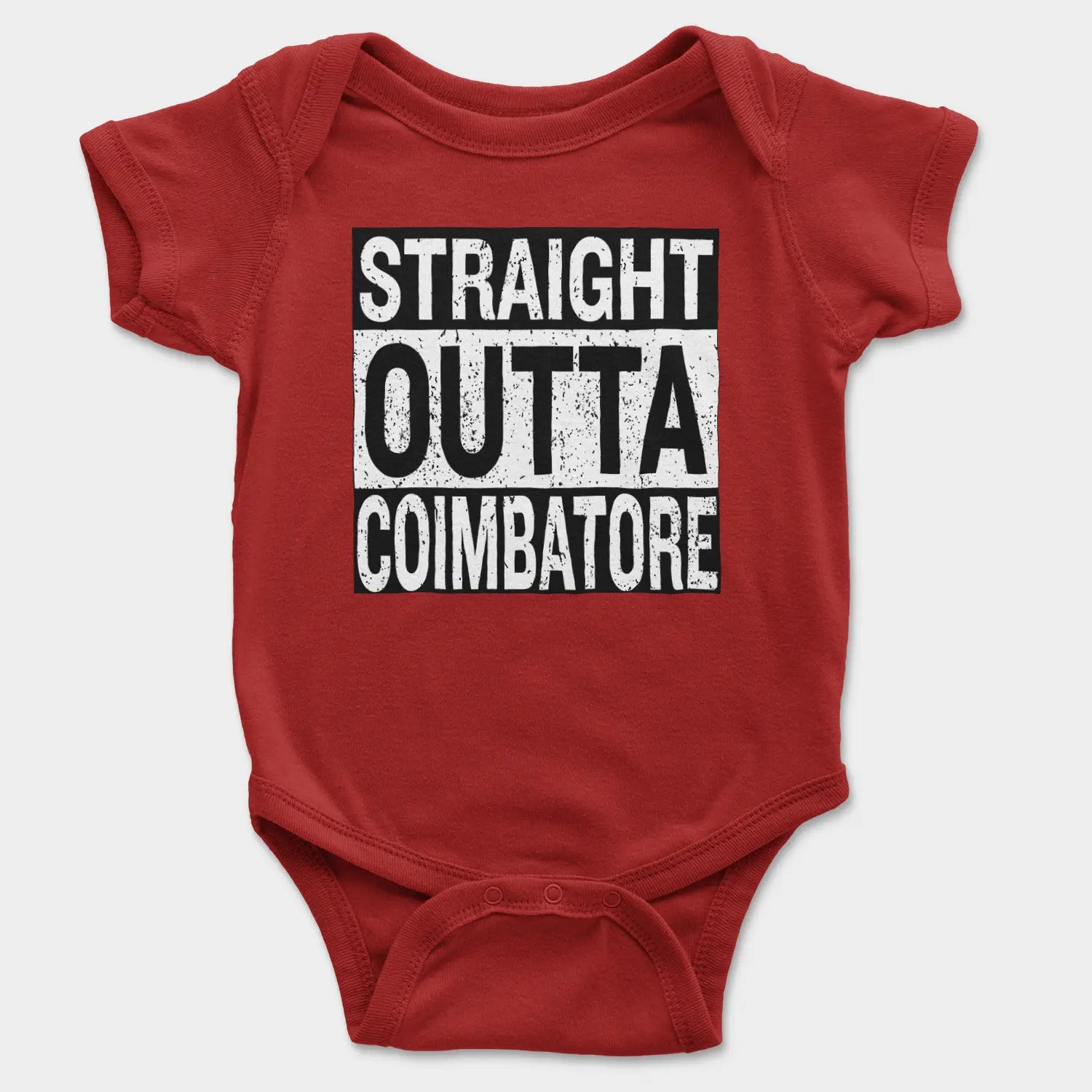 Straight Outta Coimbatore Onesie/Romper in Red Color