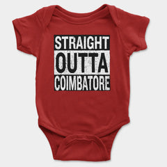 Straight Outta Coimbatore Onesie/Romper in Red Color