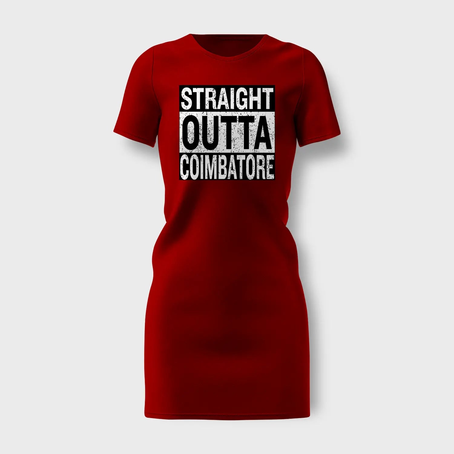 Straight Outta Coimbatore Women's T-Shirt Dress in Red Color