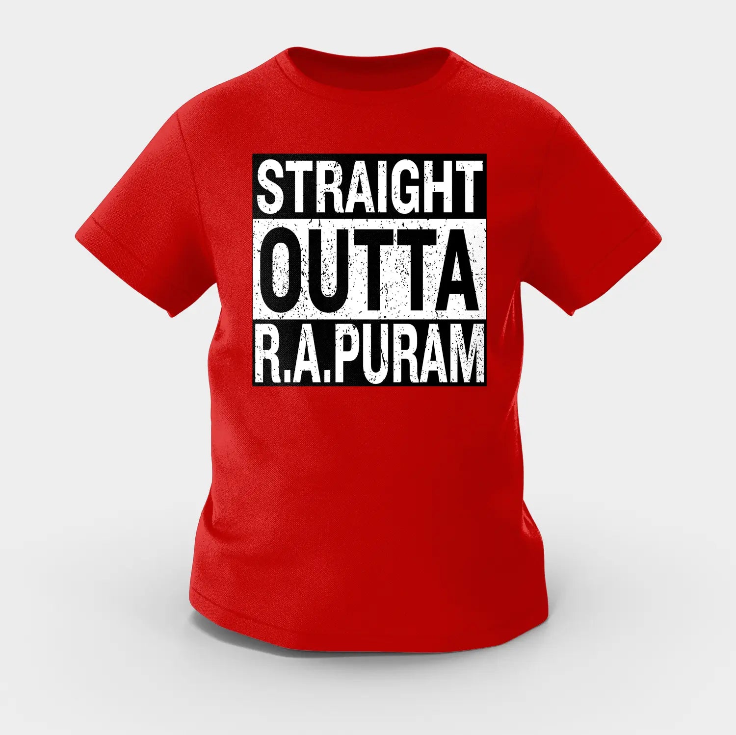 Straight Outta R.a Puram Girls Round Neck T-Shirt in Red Color
