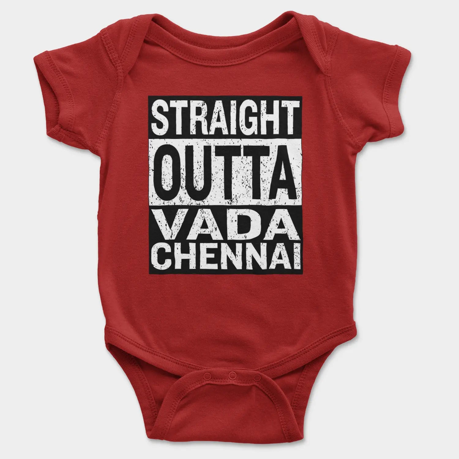 Straight Outta Vada Chennai Onesie/Romper in Red Color