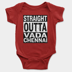 Straight Outta Vada Chennai Onesie/Romper in Red Color