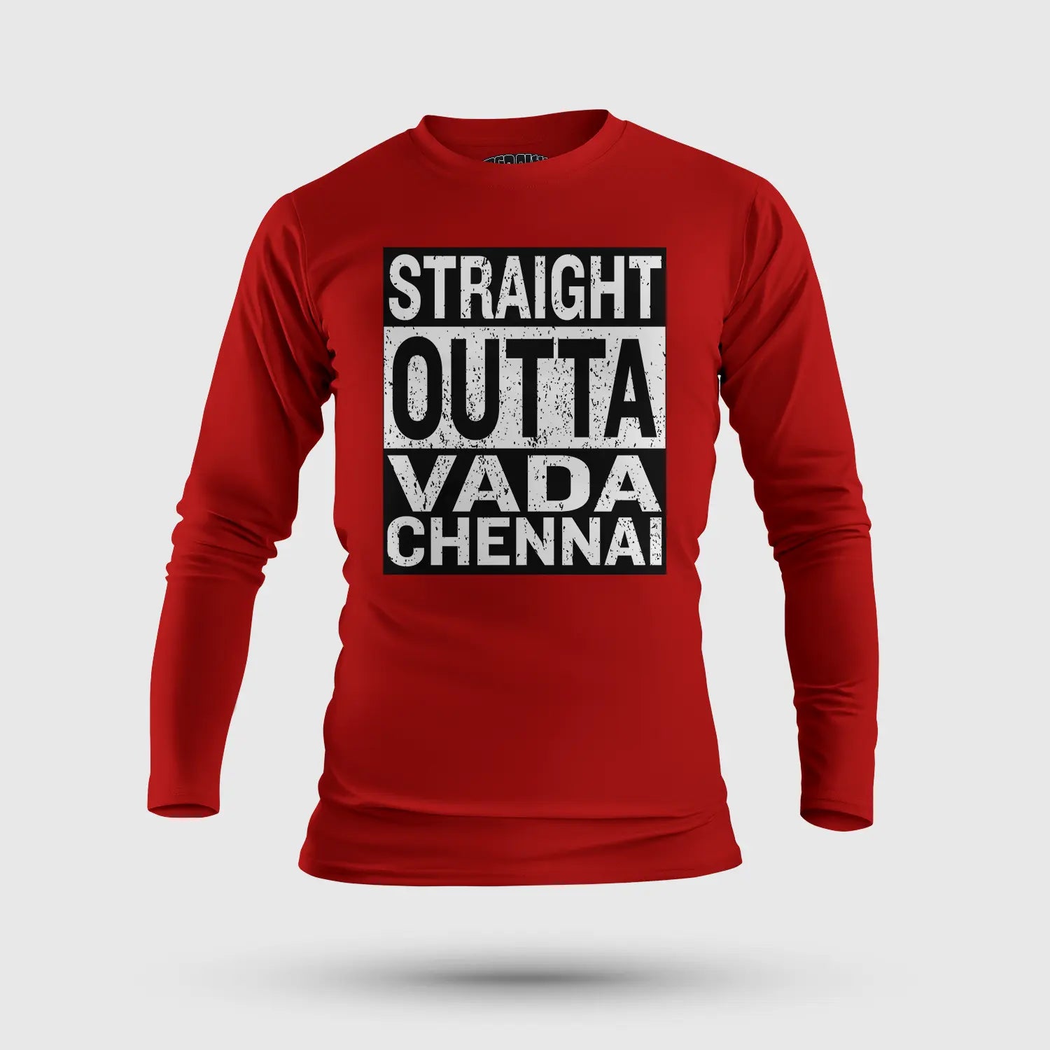 Straight Outta Vada Chennai Men/Unisex Long Sleeve T-Shirt in Red Color