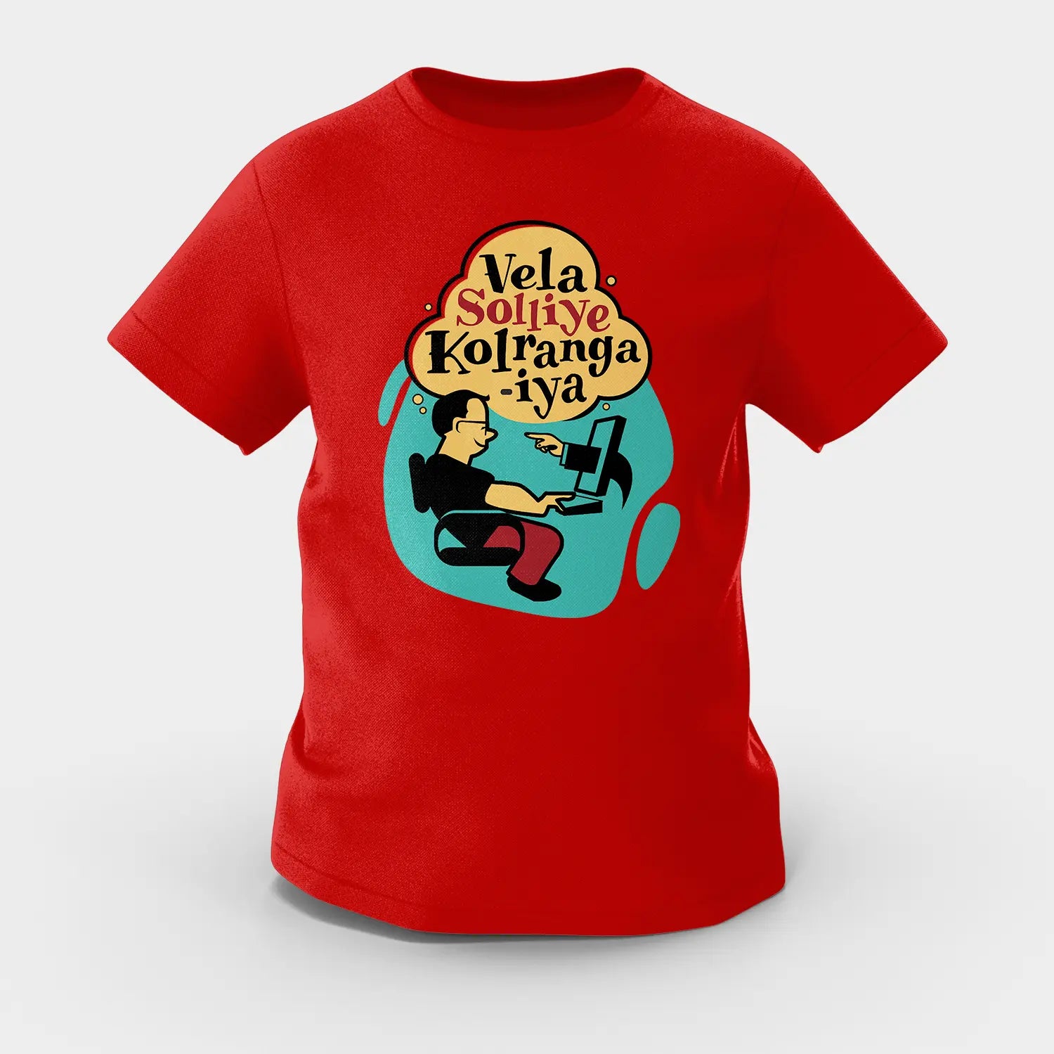 Vela Soliye Kolrangaiya Girls Round Neck T-Shirt in Red Color