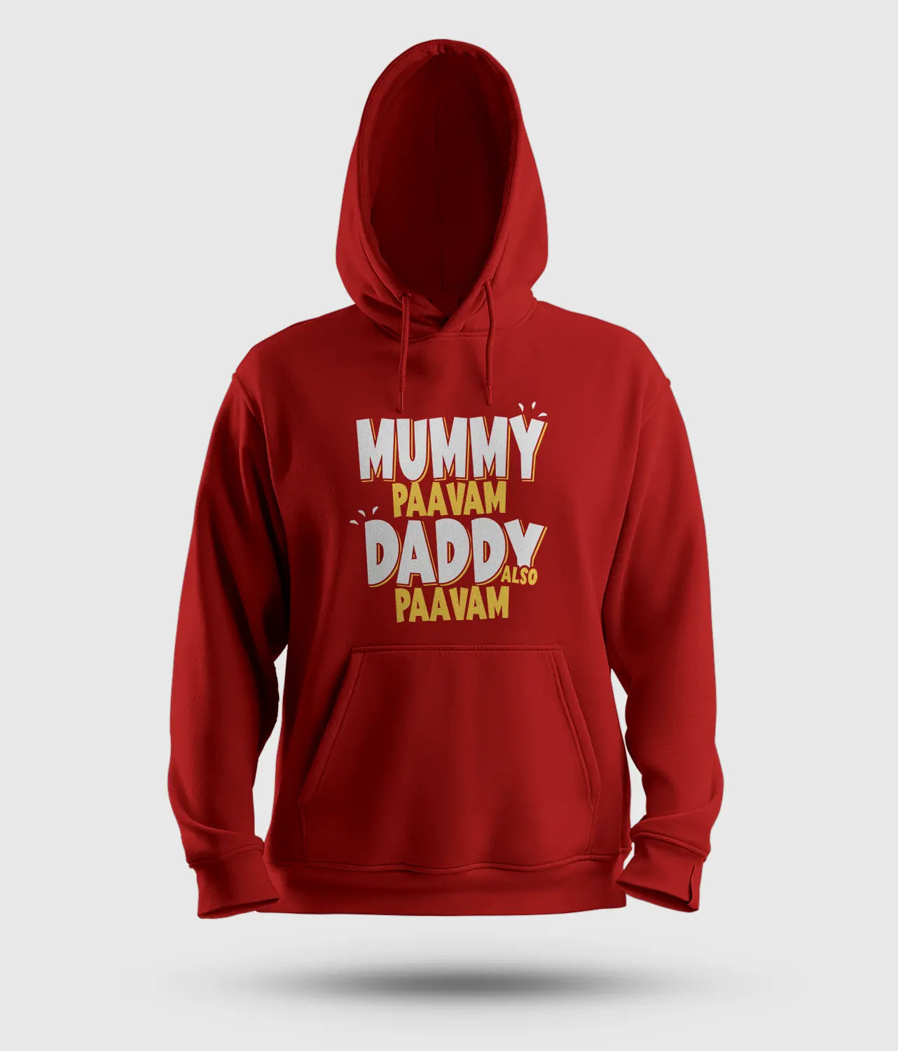 Mummy Paavam, Daddy Also Paavam Men/Unisex Hoodie in Red Color