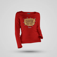 Nee Pudungurathu Puraavume Theva Illadha Aani Dhan Women's Long Sleeve T-Shirt in Red Color