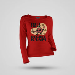 But First Degree Kaapi Women's Long Sleeve T-Shirt in Red Color
