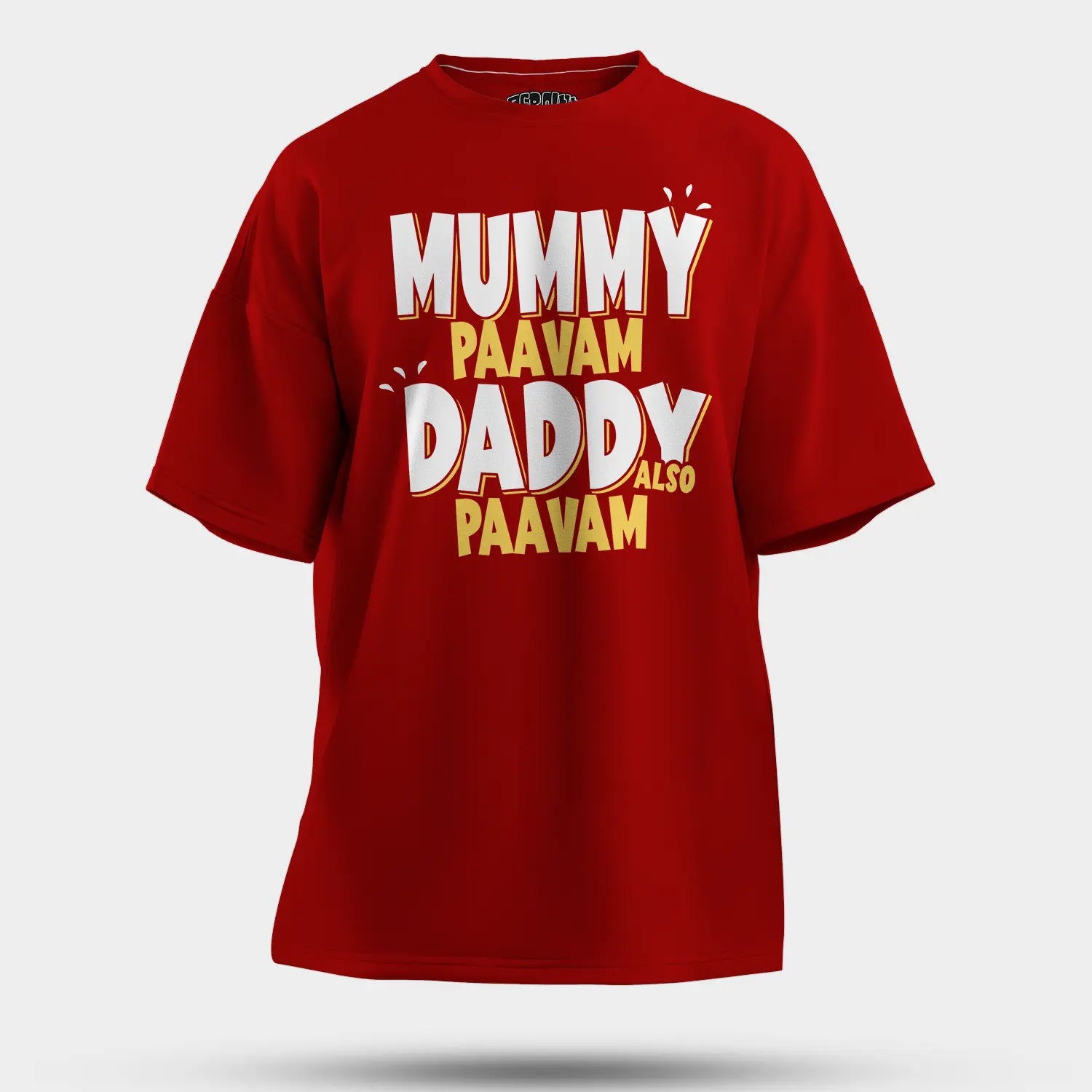 Mummy Paavam, Daddy Also Paavam Men/Unisex Oversized T-Shirt in Red Color