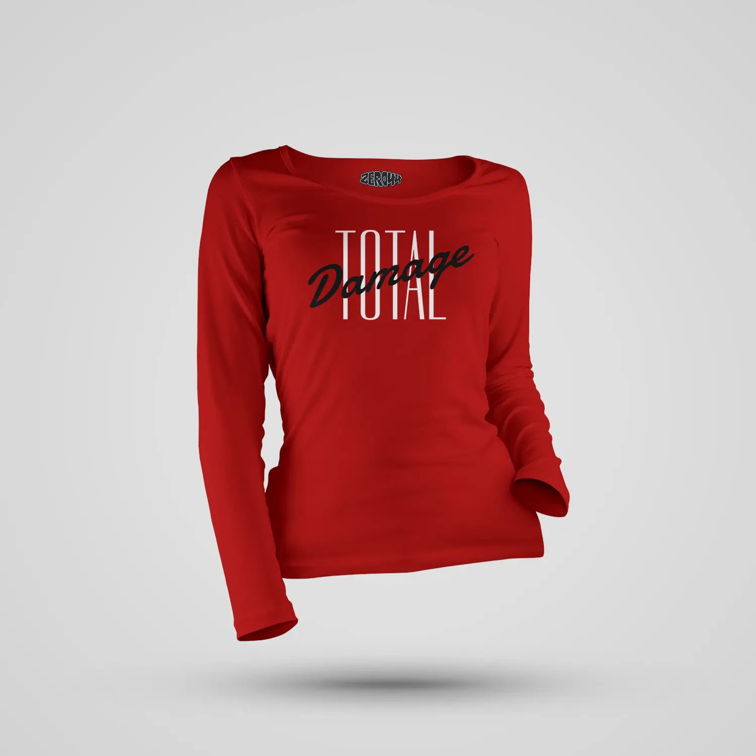 Total Damage Women's Long Sleeve T-Shirt in Red Color