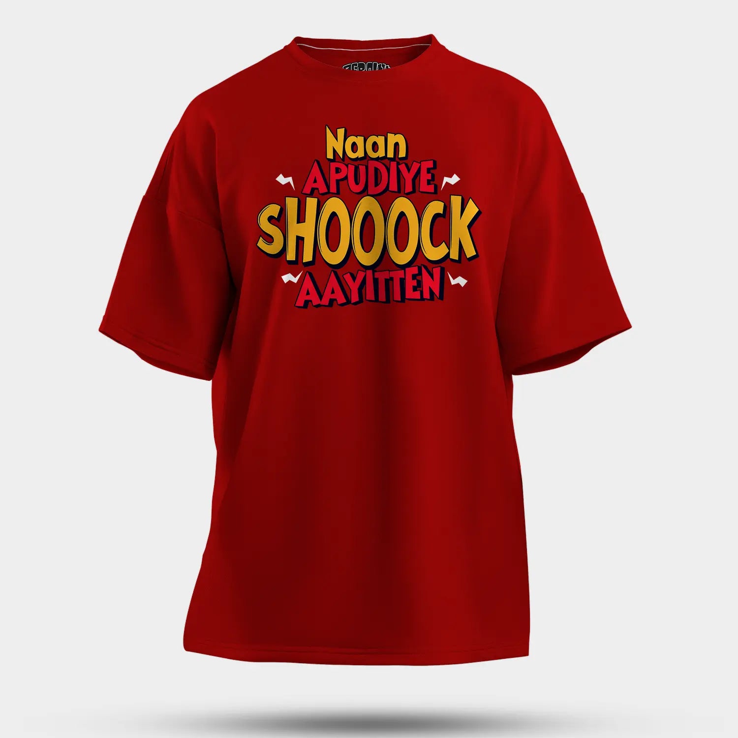 Naan Apudiye Shoooock Aayitten Men/Unisex Oversized T-Shirt in Red Color