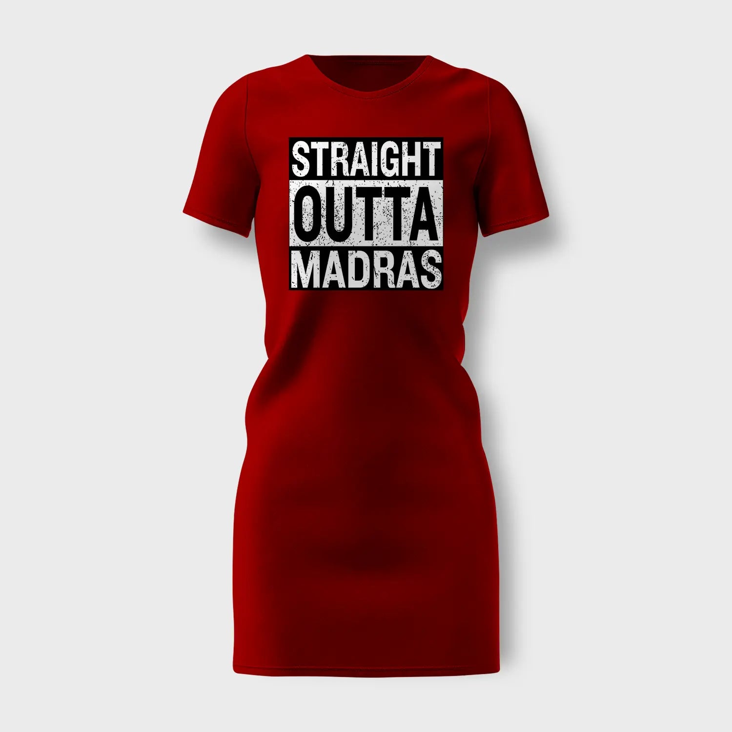 Straight Outta Madras Women's T-Shirt Dress in Red Color