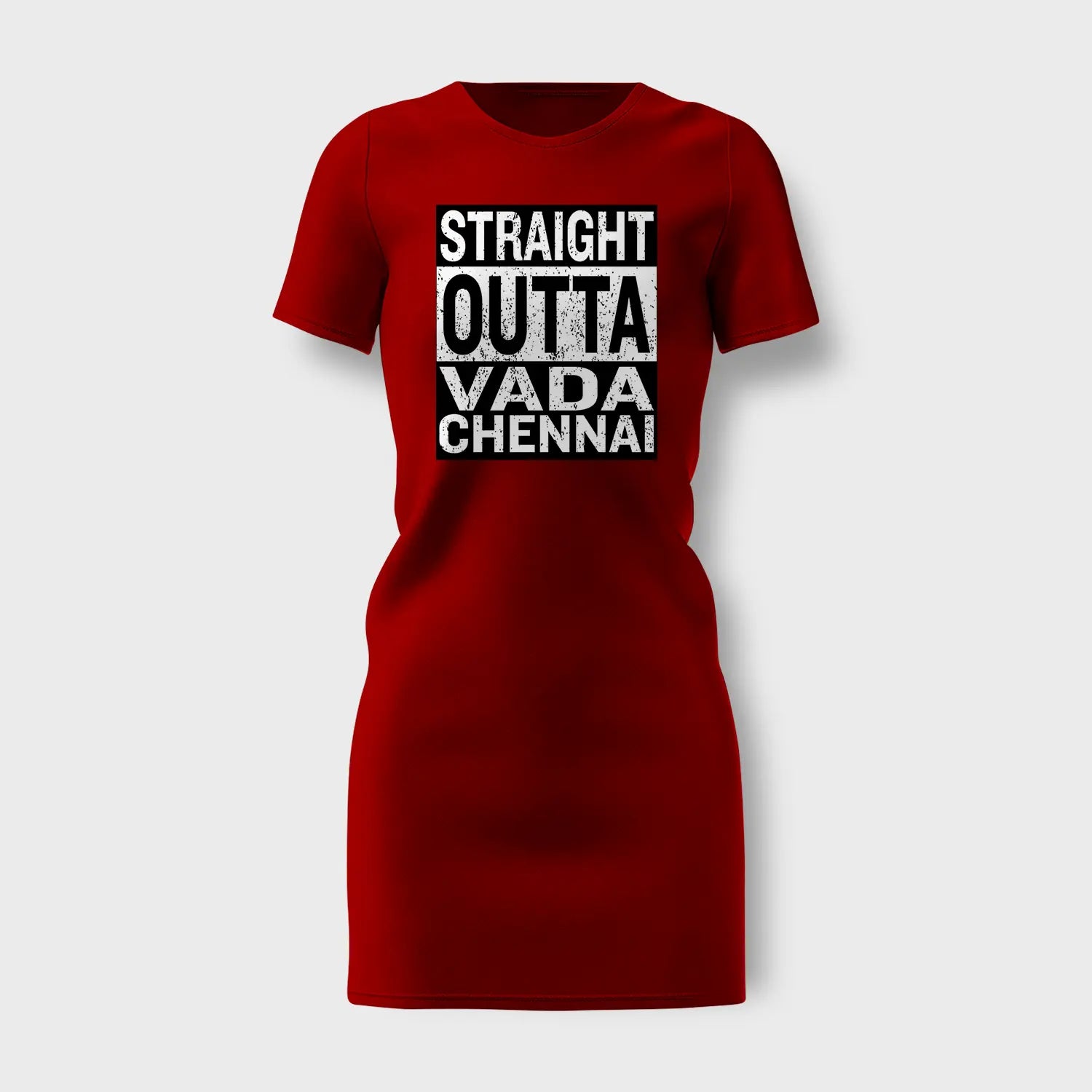 Straight Outta Vada Chennai Women's T-Shirt Dress in Red Color