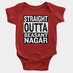 Straight Outta Beasant Nagar Onesie/Romper in Red Color