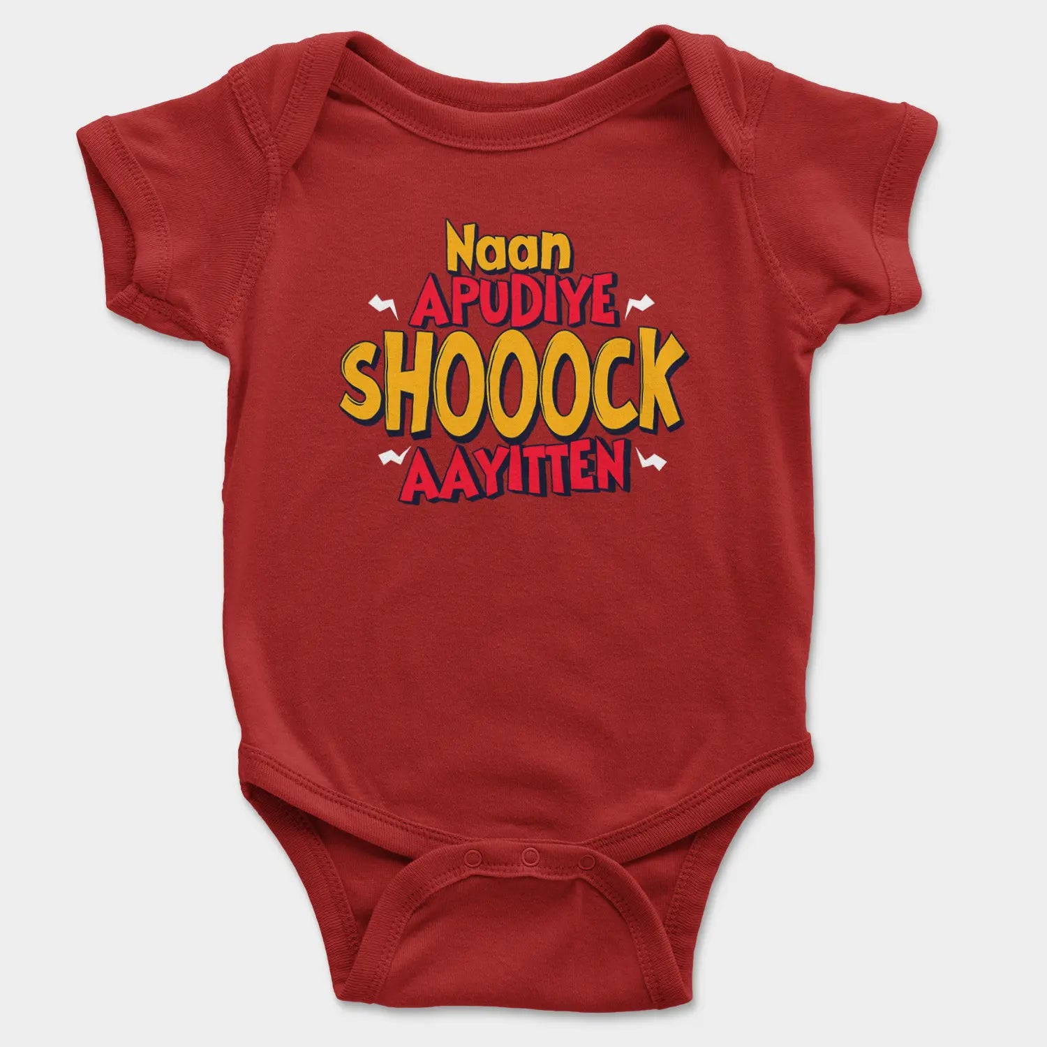 Naan Apudiye Shoooock Aayitten Onesie/Romper in Red Color
