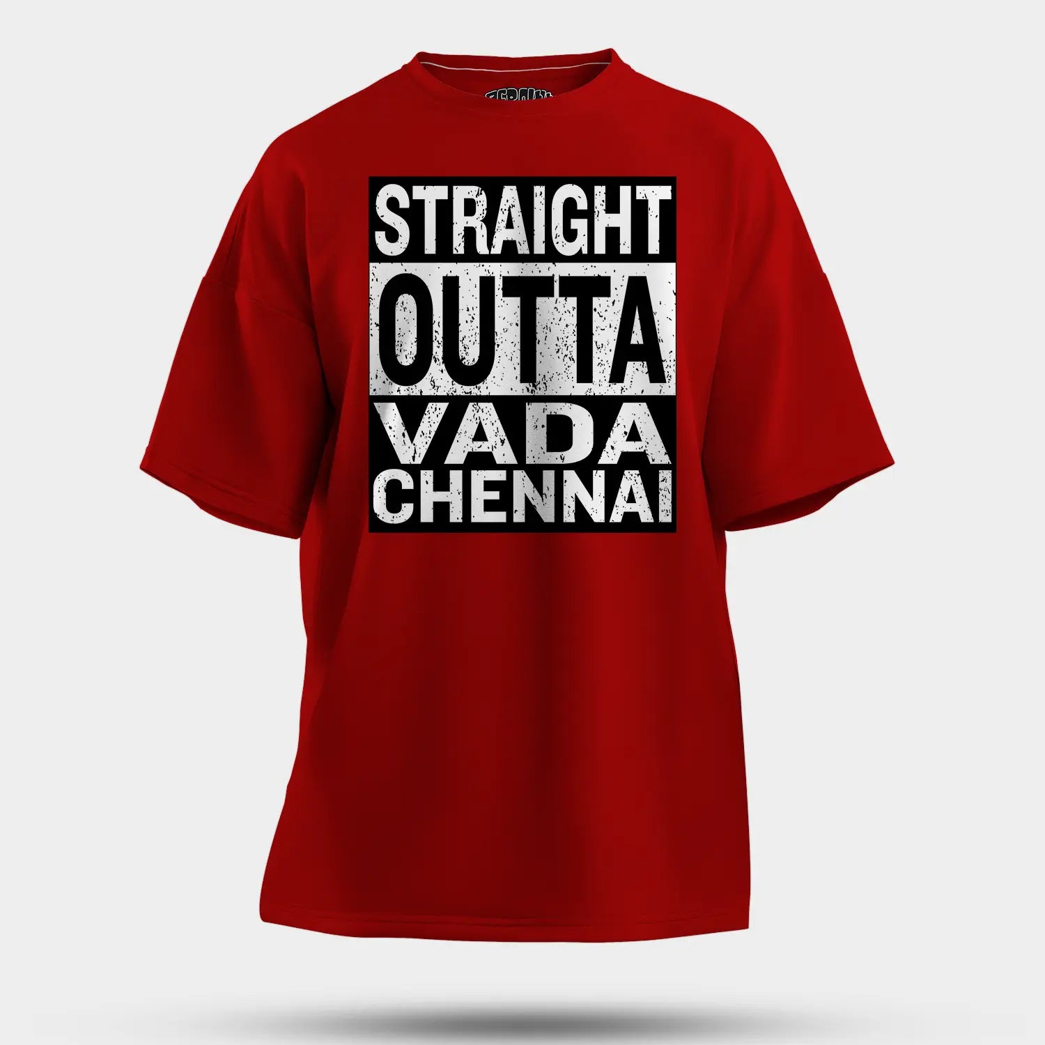 Straight Outta Vada Chennai Men/Unisex Oversized T-Shirt in Red Color