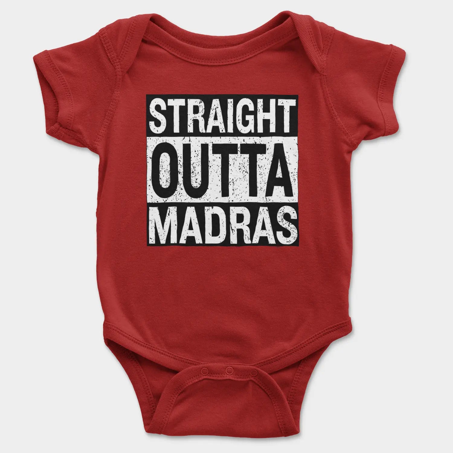 Straight Outta Madras Onesie/Romper in Red Color