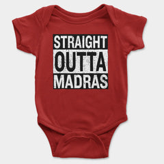 Straight Outta Madras Onesie/Romper in Red Color